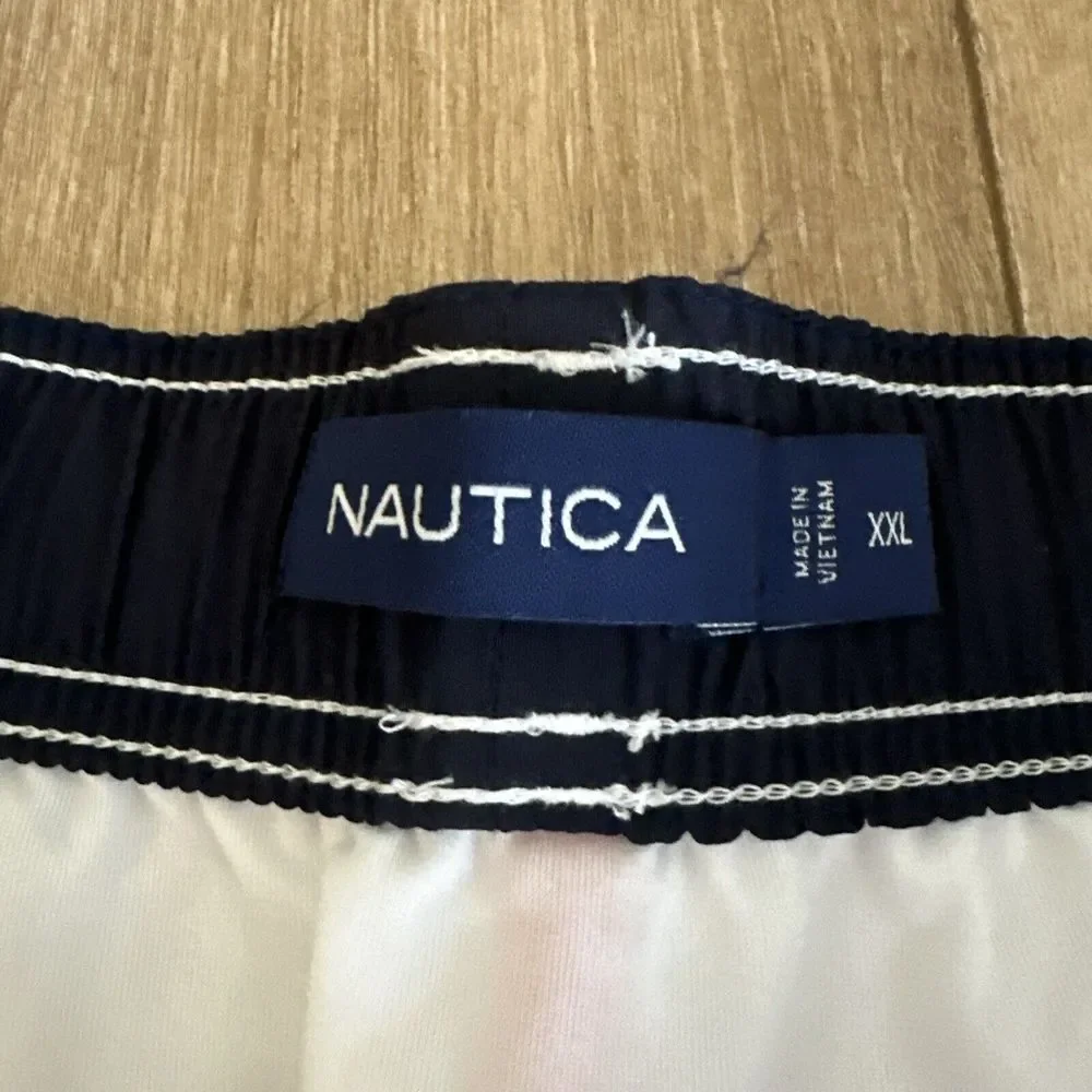 Nautica‎ Swim Trunks Mens Large Coral Blue Color Block Lined Suit XXL 5.5